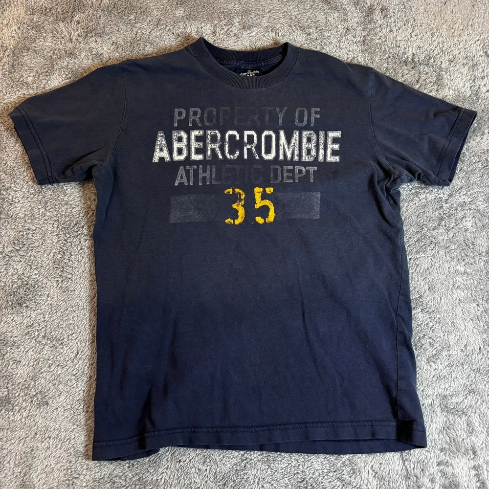 Abercrombie 1892 Mens Large Navy Blue Athletic Dept 35 Graphic T-Shirt Tee